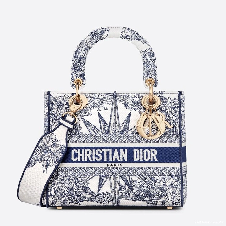 Cheap Medium Blue D-lite Lady Motif d'Infini Canvas Reve Bag 0817 Luxury